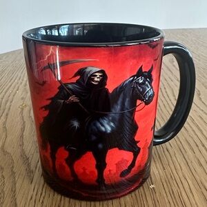 Reaper on Black Horse Red & Black Ceramic Mug